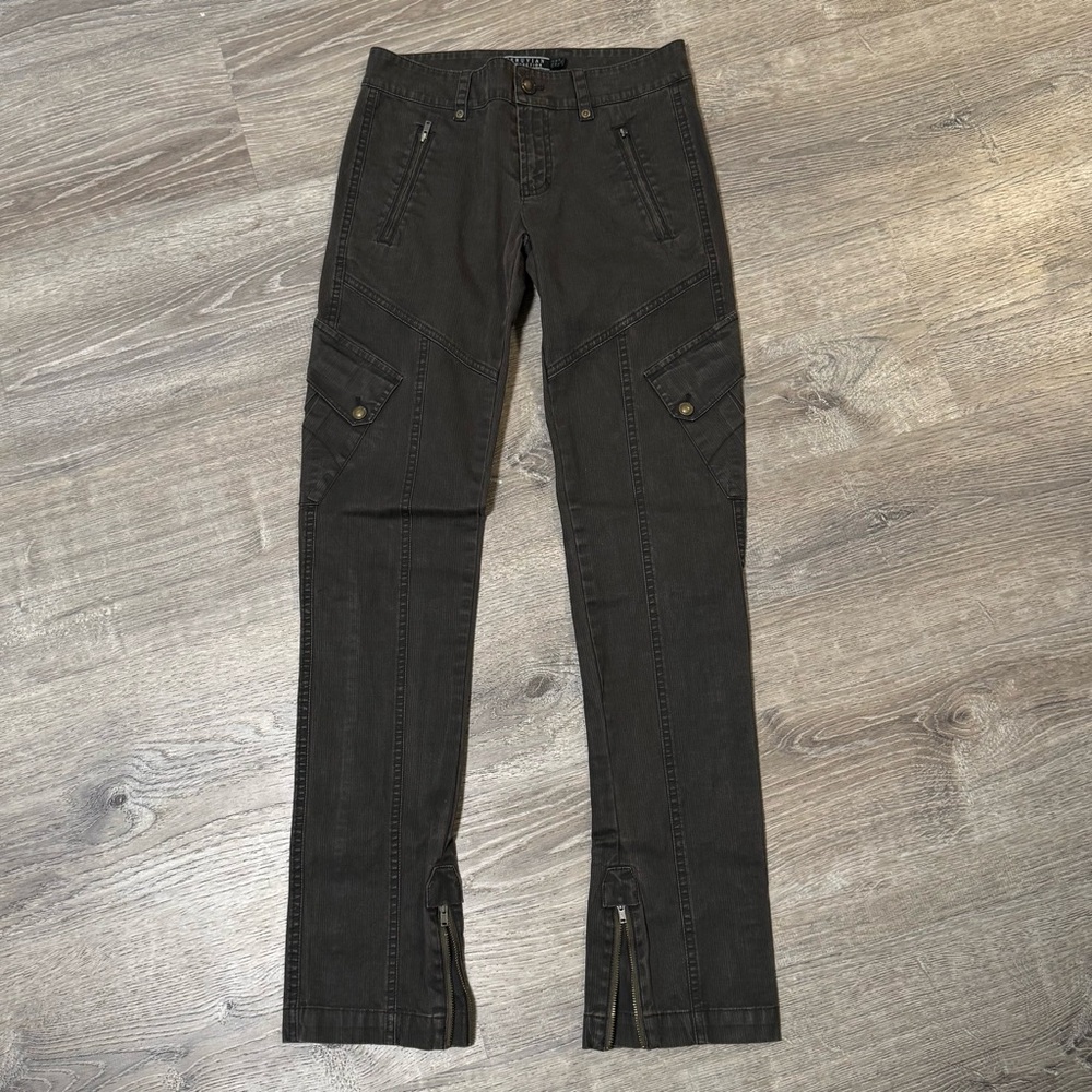 Peruvian Connection Cargo Pants Womens US 2 Slim Pima Ankle Zip - Picture 2 of 9